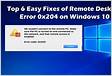 How to resolve remote desktop error 0x204 in MS remote deskto